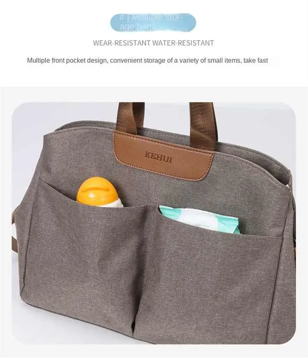 Brown Multi-functional Baby Diaper Bag with Changing Mat - Travel & Stroller-Friendly Design
