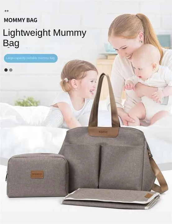 Brown Multi-functional Baby Diaper Bag with Changing Mat - Travel & Stroller-Friendly Design
