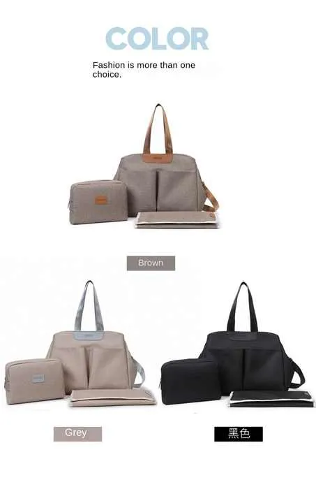 Brown Multi-functional Baby Diaper Bag with Changing Mat - Travel & Stroller-Friendly Design