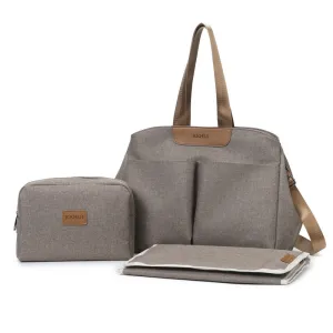 Brown Multi-functional Baby Diaper Bag with Changing Mat - Travel & Stroller-Friendly Design