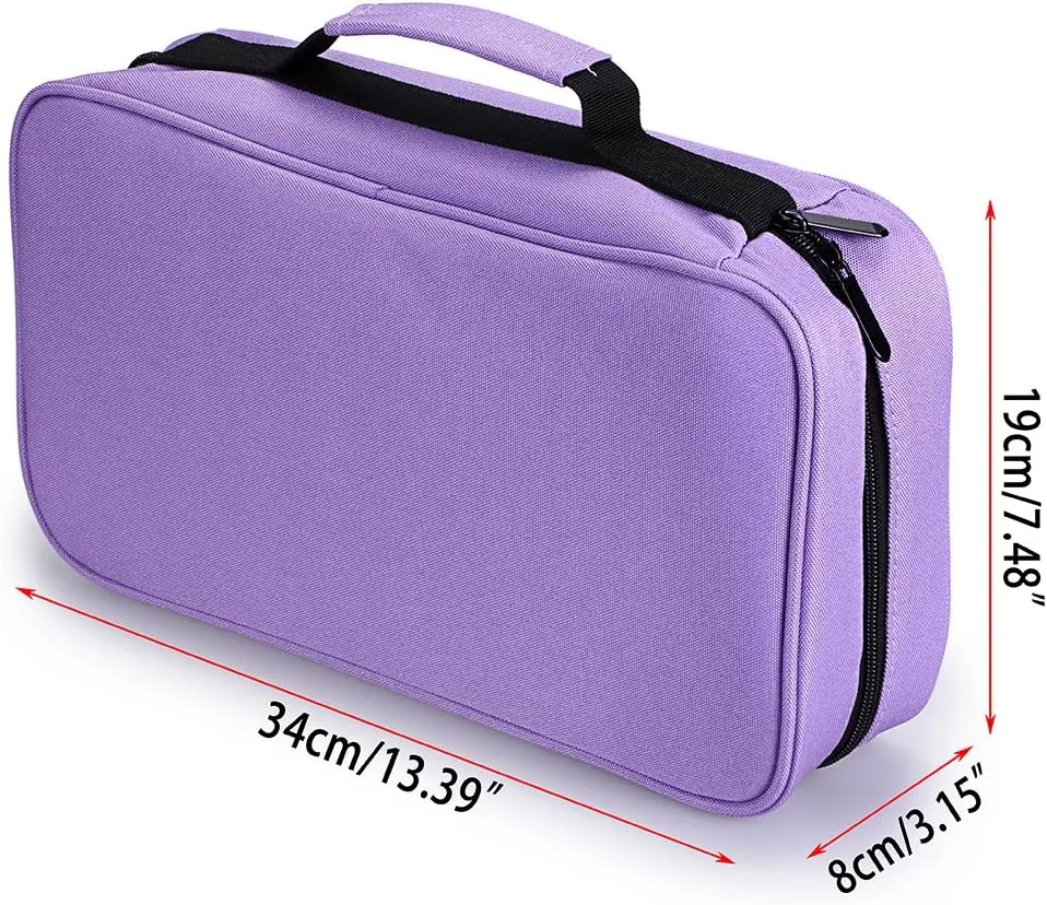 BTSKY Art Marker Carrying Case Lipstick Organizer-60 Slots Canvas Zippered Storage for Touch Spectrum Noir Paint Sharpie Markers, Empty Wallet Only (Purple)