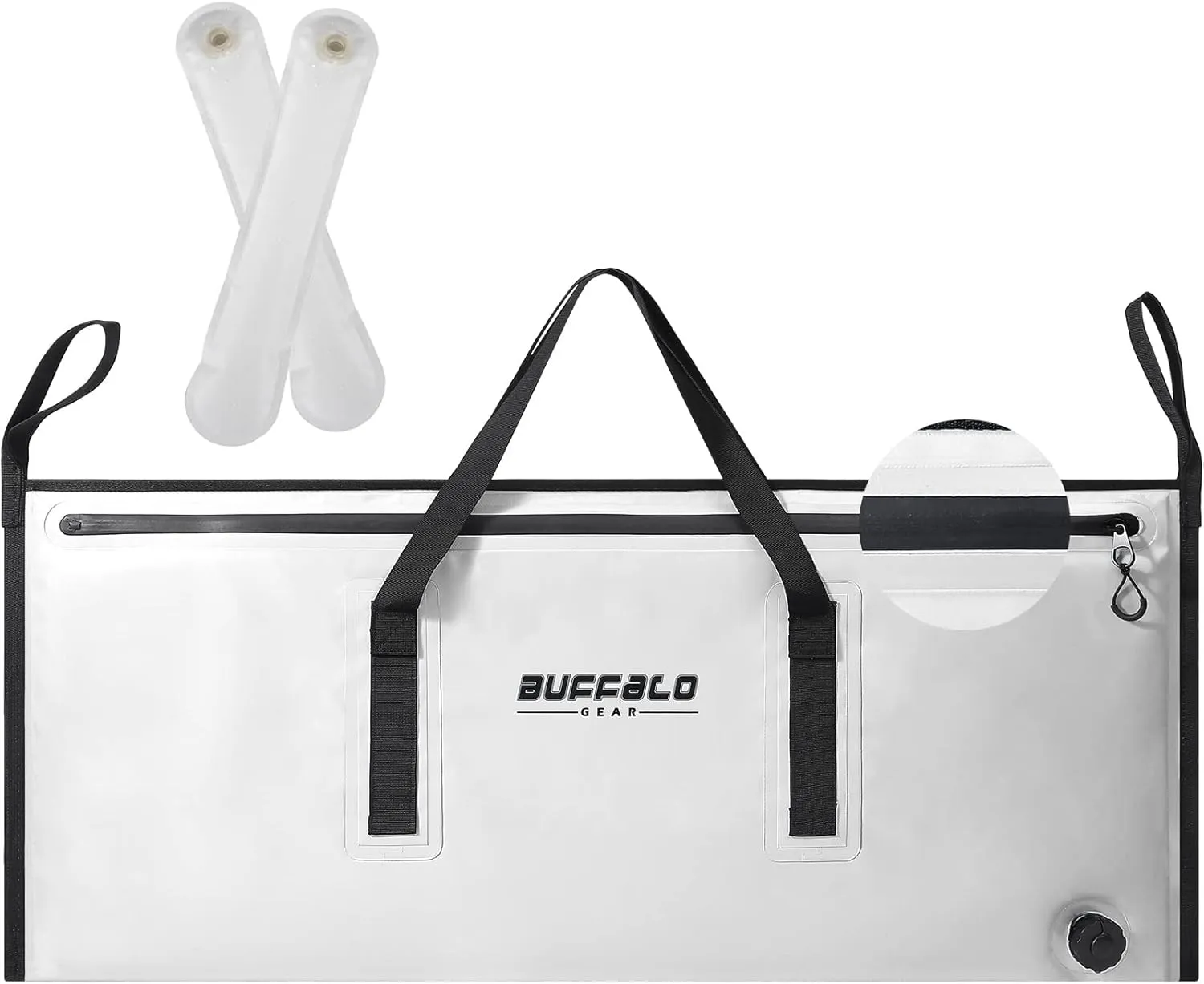 Buffalo Gear Insulated Fish Cooler - Leakproof Kill Bag with 2 Reusable Cooler Ice Packs - Portable Waterproof Zipper