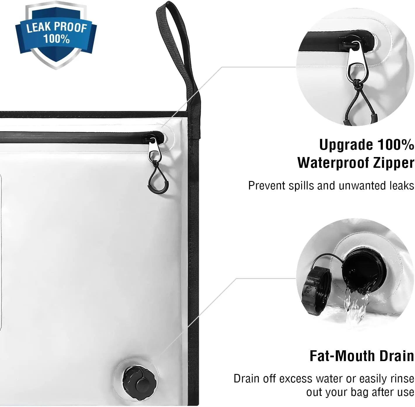 Buffalo Gear Insulated Fish Cooler - Leakproof Kill Bag with 2 Reusable Cooler Ice Packs - Portable Waterproof Zipper