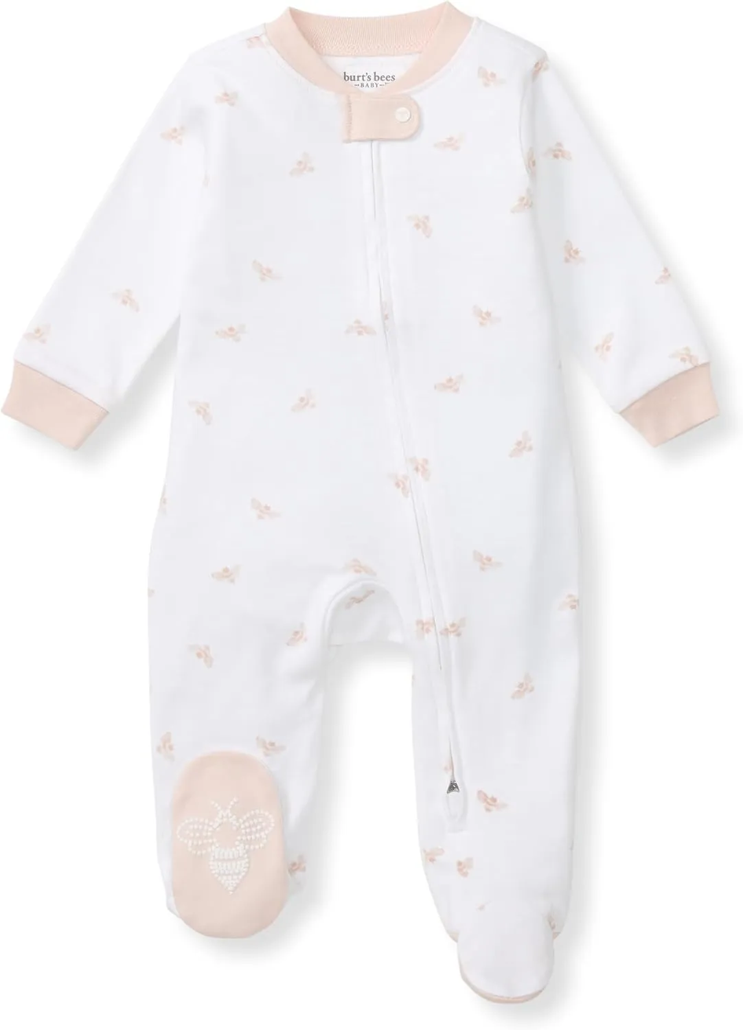 Burt's Bees Baby Baby Girls' 100% Organic Cotton Zip Front One-Piece Sleep & Play Loose Fit Pajamas