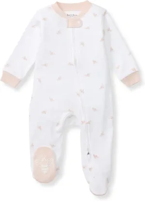 Burt's Bees Baby Baby Girls' 100% Organic Cotton Zip Front One-Piece Sleep & Play Loose Fit Pajamas