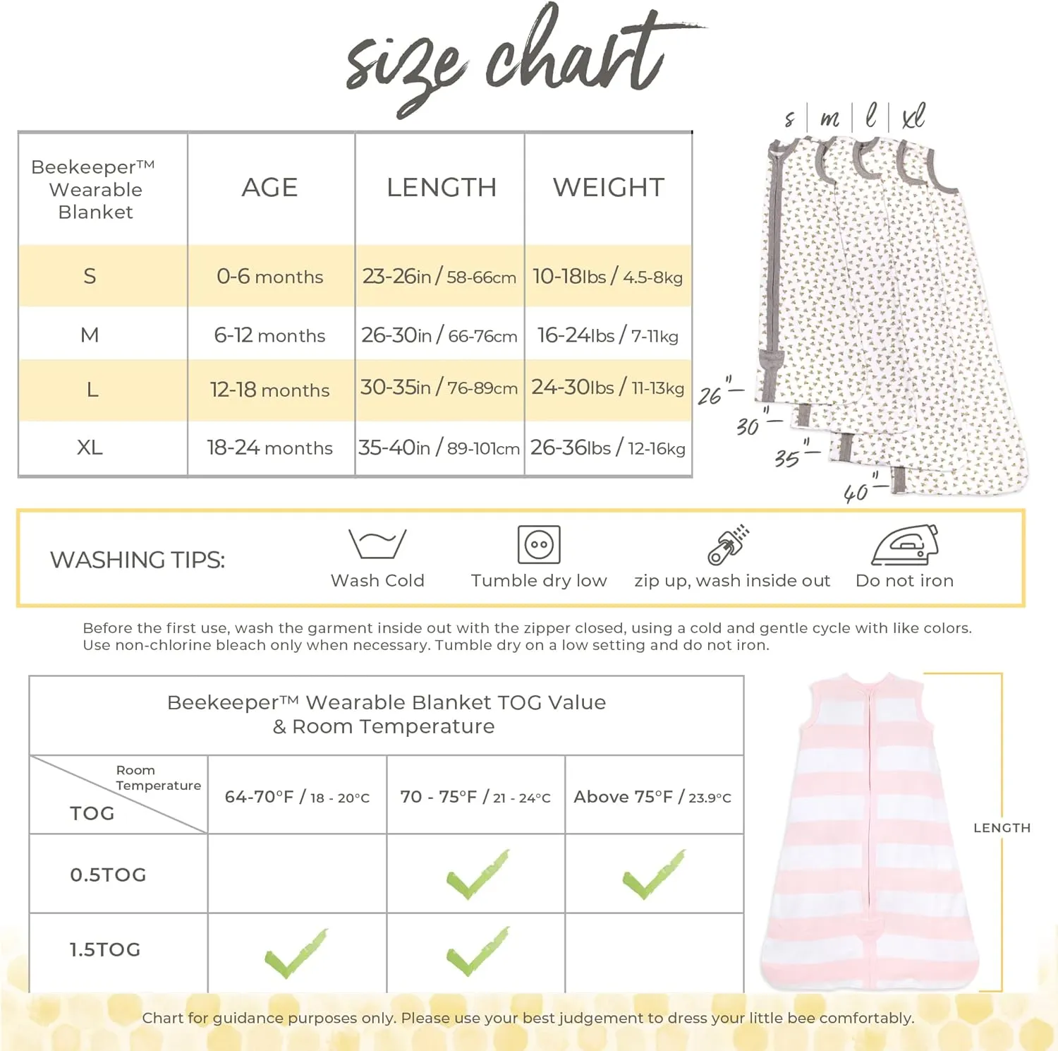 Burt's Bees Baby Beekeeper Wearable Blanket, Organic Cotton Swaddle 0.5 or 1.5 TOG, Newborn Essentials Shower Gift