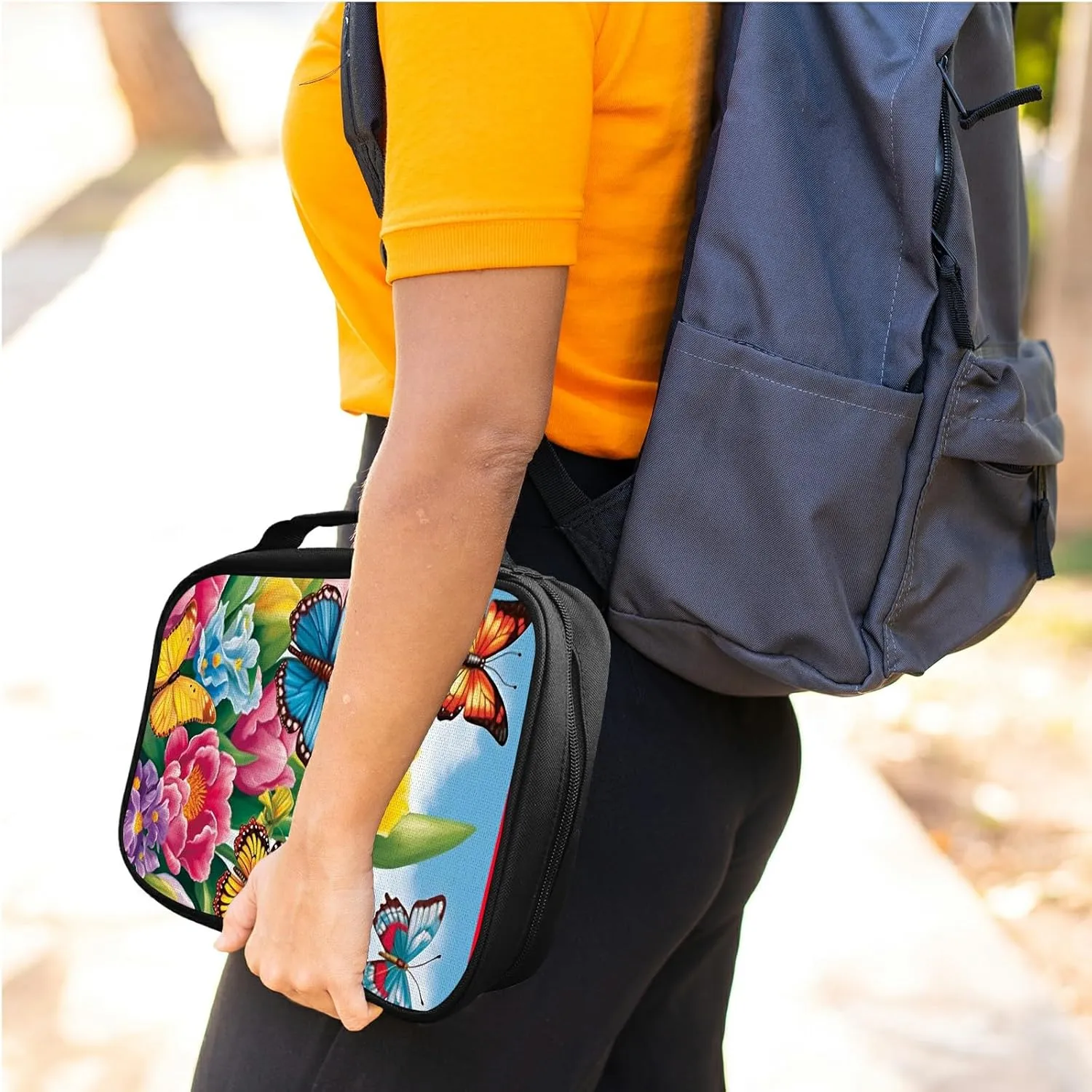 Buttefly Colorful Bible Bag Large Bible Case Cover for Women Men, Multi-Functional Church Bag Bible Protector with Handle Zippered Pocket Christian Gift Bible Study Supplies