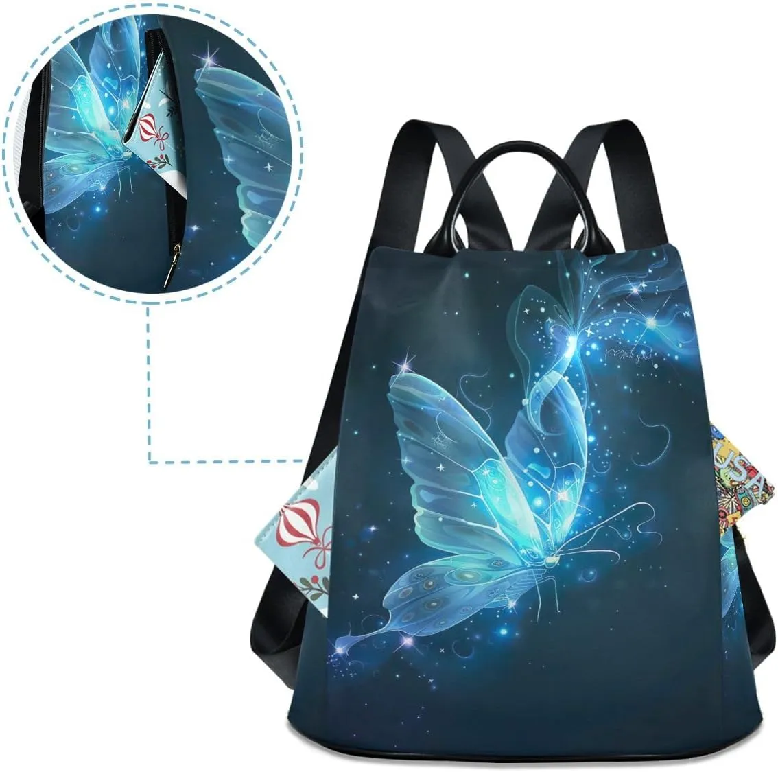 Butterfly Women Backpack Purse Anti Theft Travel Hiking Rucksack Pack