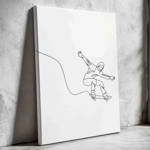 Canvas Art Prints,Wall Art Canvas Decor featuring Minimalist Skateboarding Line Art,Sport Prints for Home,Room,and Office Decoration,Gift for Athletes and Sport Enthusiasts,16in x20 in-Ready to hang