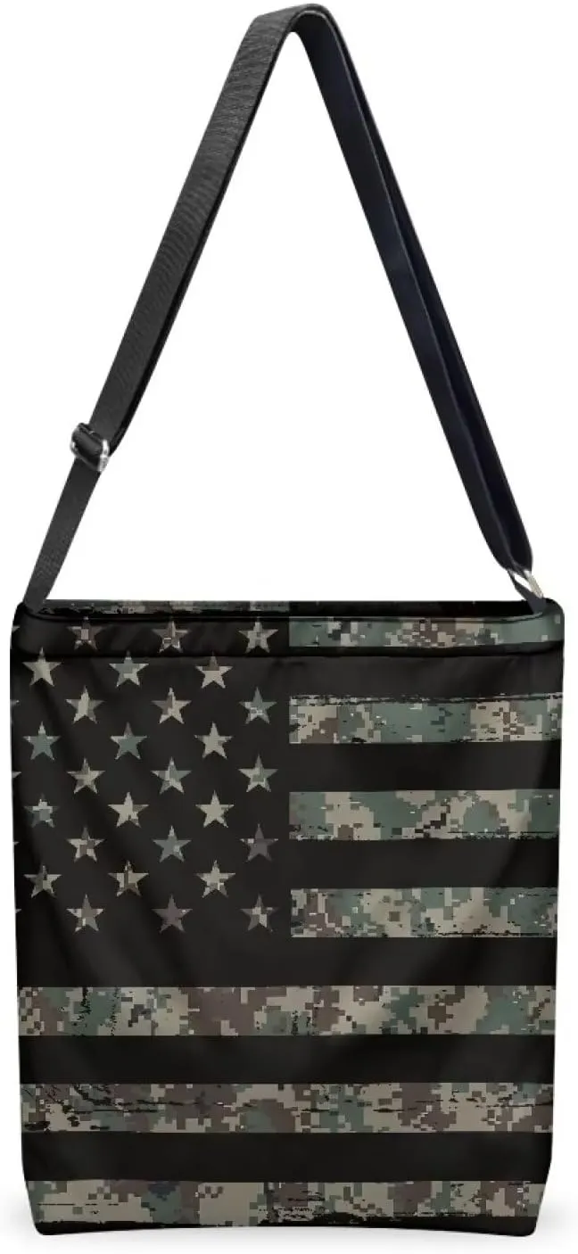 Canvas Crossbody Tote Bag for Women Shoulder Handbag Large Capacity Work Travel Purse with Zipper Pocket