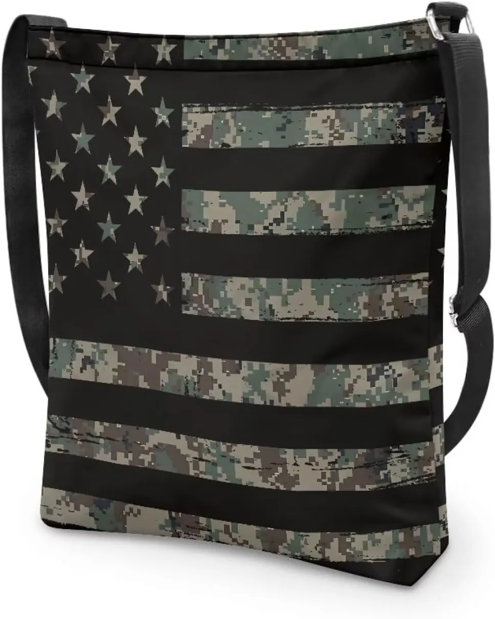 Canvas Crossbody Tote Bag for Women Shoulder Handbag Large Capacity Work Travel Purse with Zipper Pocket