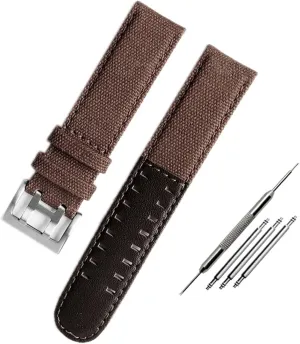 Canvas Leather Strap is Suitable for Hamilton Khaki Field Watch H68201993 H7060596 for Seiko Strap 20mm 22mm Buckle (Color : 10mm Gold Clasp, Size : 20mm)