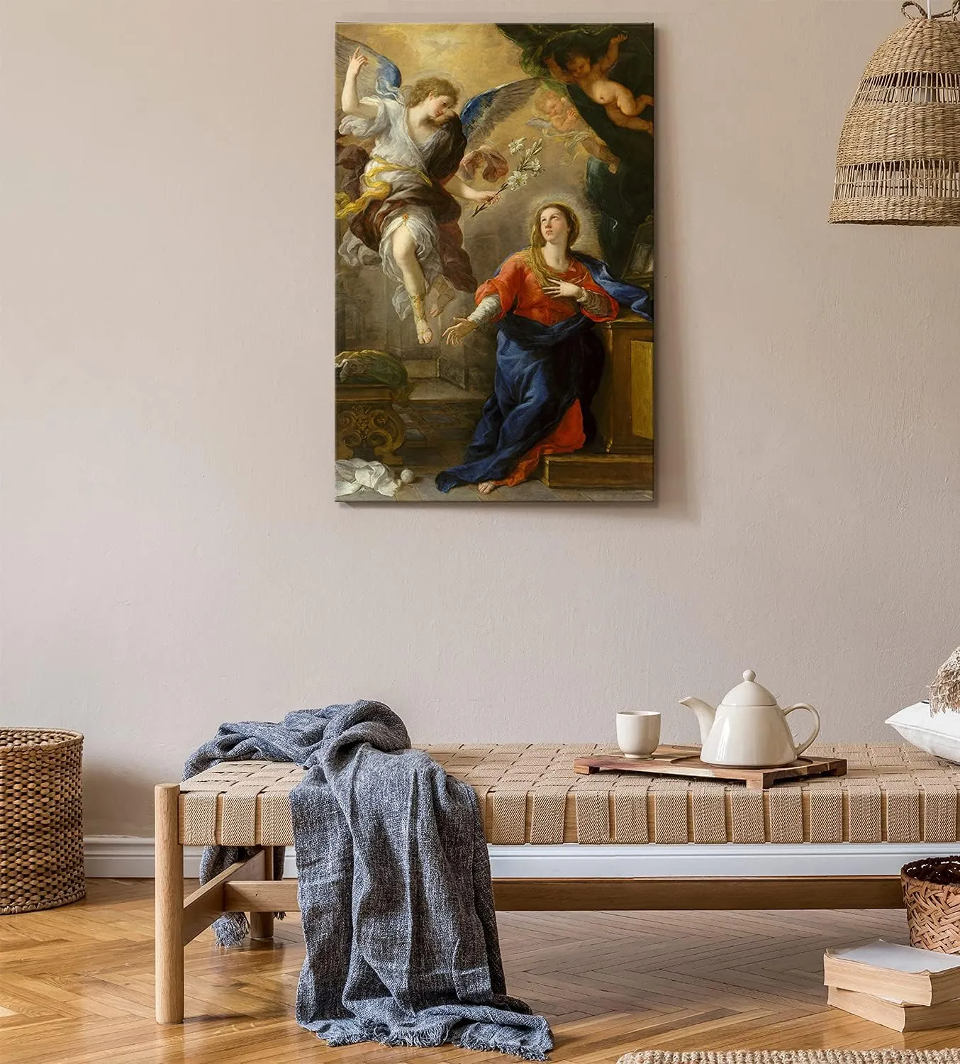 Canvas Print Wall Art - The Annunciation by Luca Giordano - 12x18 inches