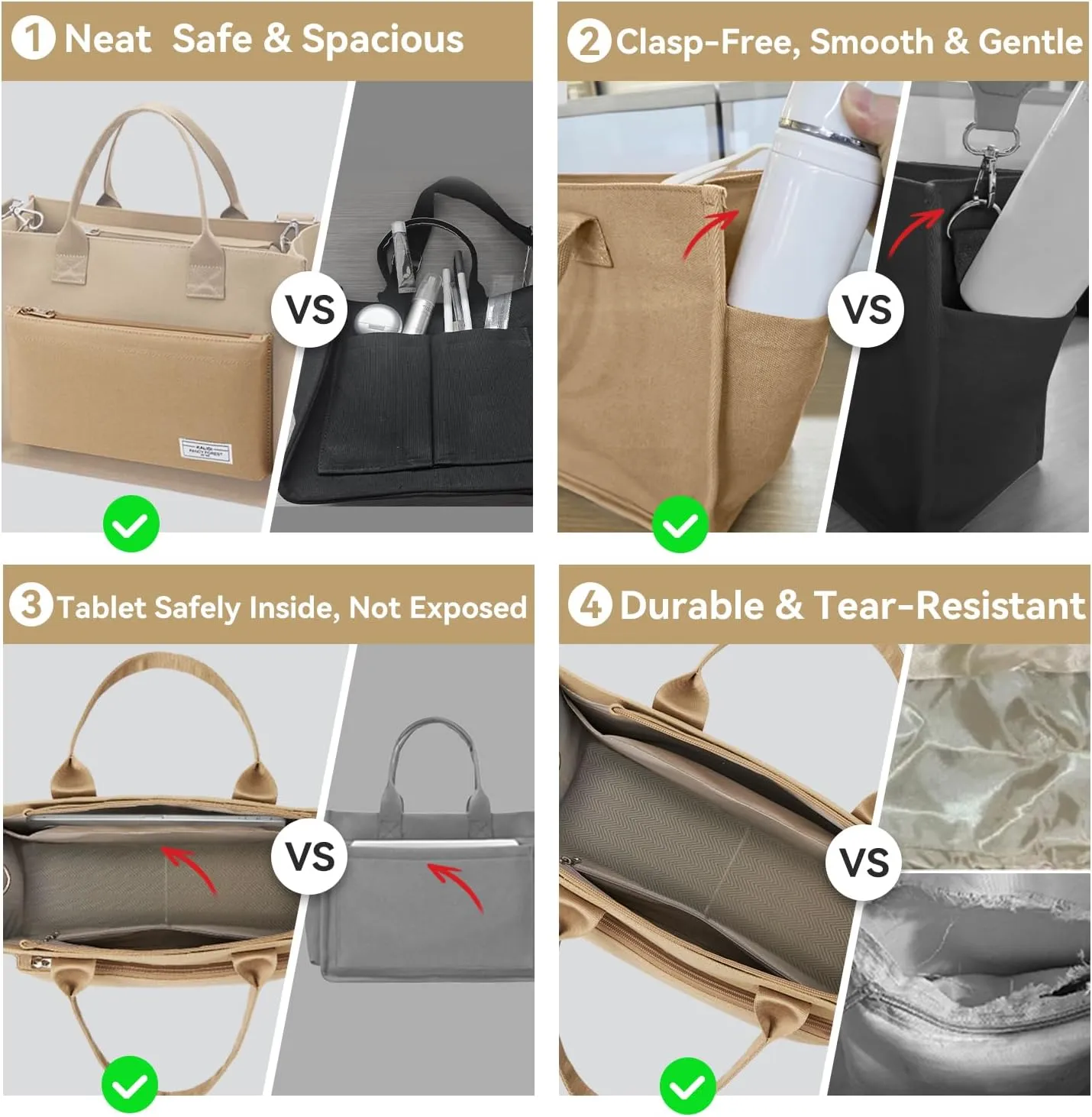 Canvas Tote Bag for Women Shoulder & Crossbody Handbag with Multi Pockets Zipper Ideal for Work Office Travel & Daily Use
