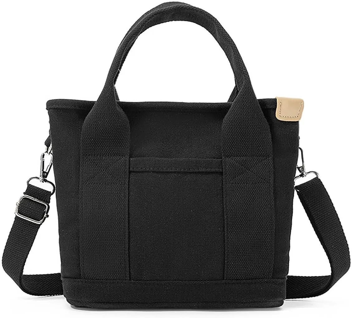 Canvas Tote Bag with Zipper for Women Crossbody Bag Trendy Shoulder Handbag Satchel Hobo Bag Messenger Bag with Compartments