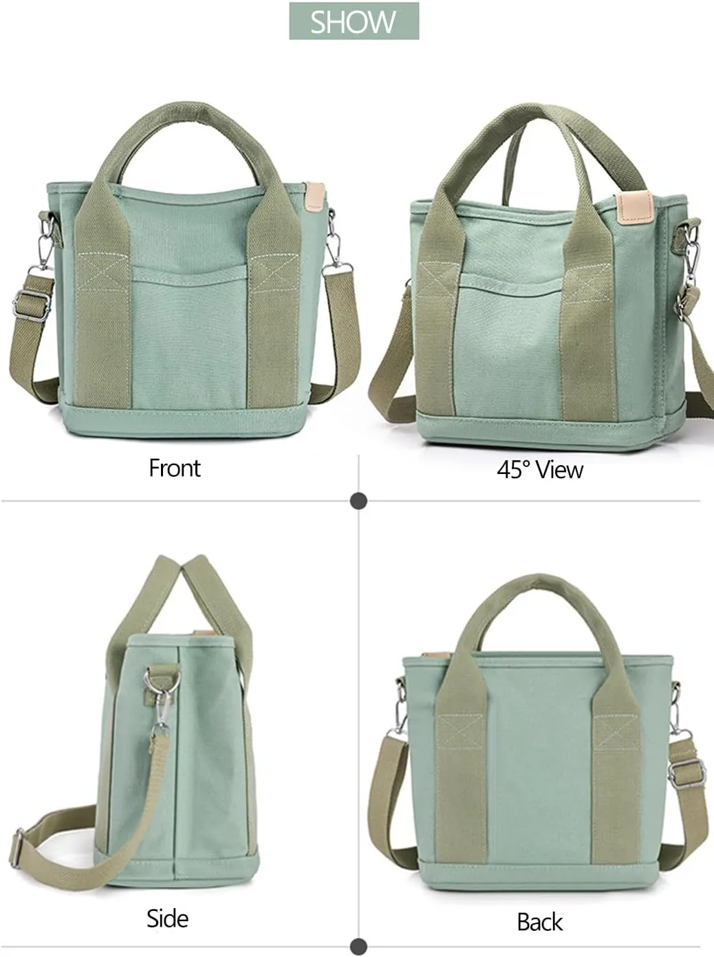Canvas Tote Bag with Zipper for Women Crossbody Bag Trendy Shoulder Handbag Satchel Hobo Bag Messenger Bag with Compartments