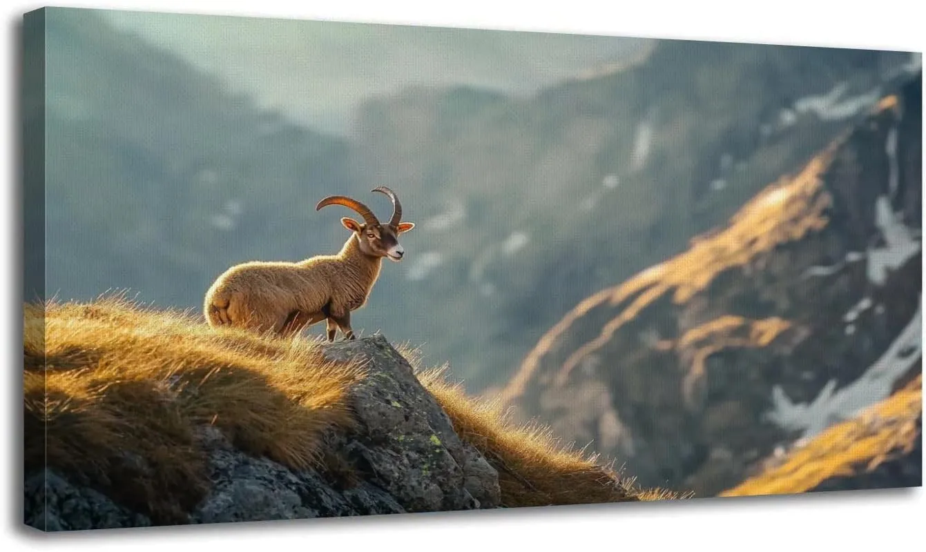 Canvas Wall Art Prints Alpine enjoys morning sun alps Large Framed Wall Art Painting Artwork Poster Hanging Home Decor for Living Room Office Bathroom 30"x60"