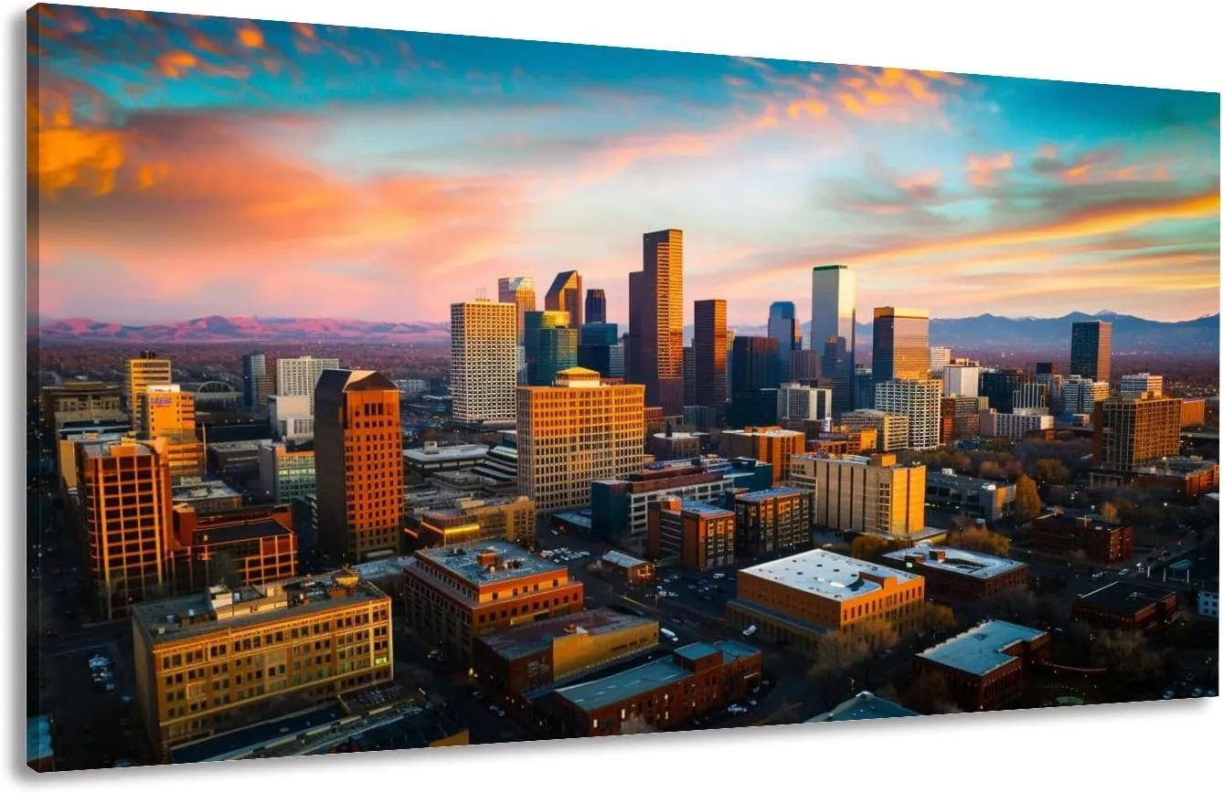 Canvas Wall Art Prints Alpine Glow Denver Morning Sunrise Large Framed Wall Art Painting Artwork Poster Hanging Home Decor for Living Room Office Bathroom 30"x60"