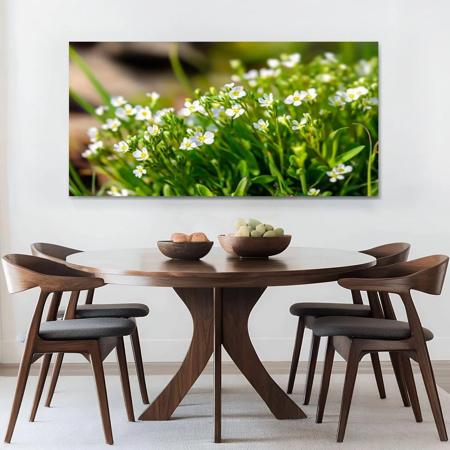 Canvas Wall Art Prints Beautiful white flowers Arabis close up Alpine rock cress Large Framed Wall Art Painting Artwork Poster Hanging Home Decor for Living Room Office Bathroom 30"x60"
