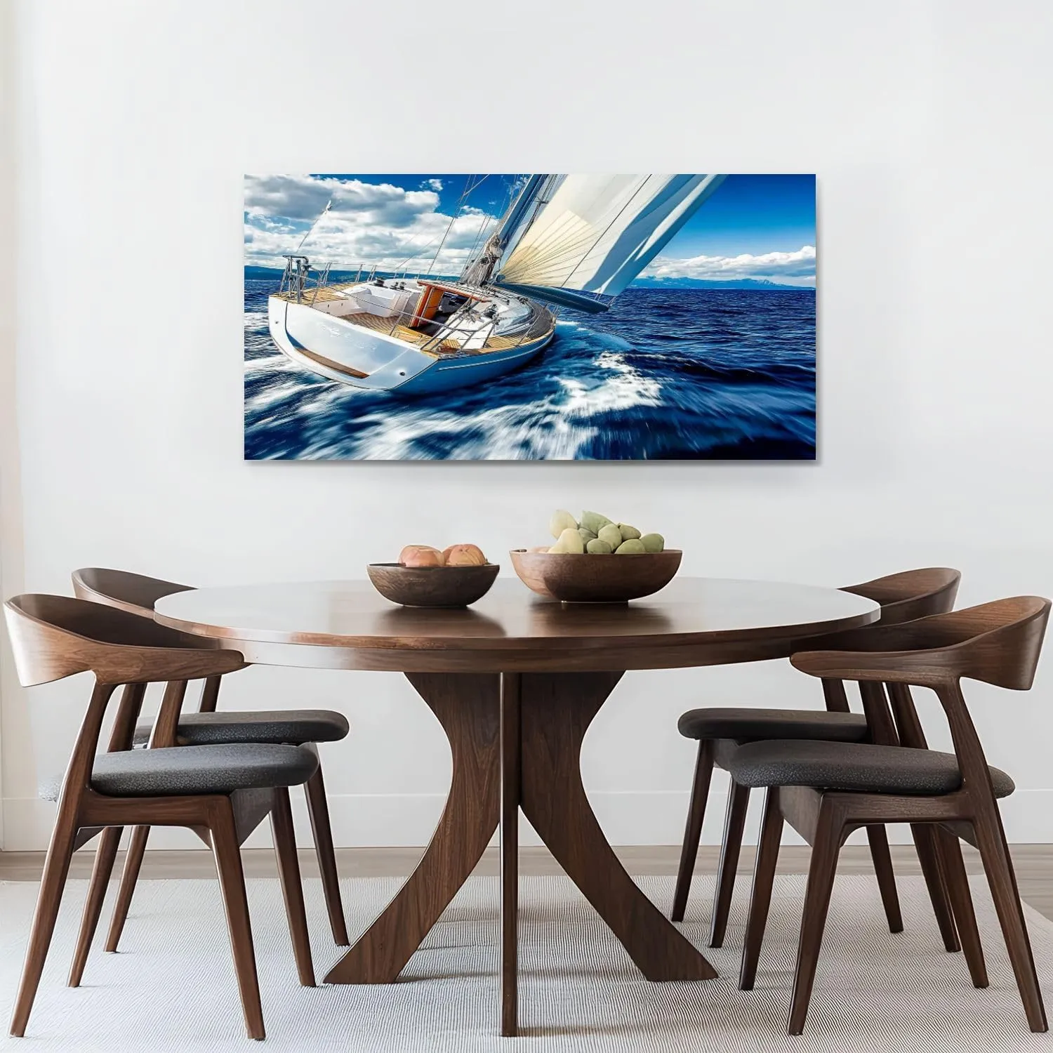 Canvas Wall Art Prints Sailing wind sailboat Large Framed Wall Art Painting Artwork Poster Hanging Home Decor for Living Room Office Bathroom 20"x40"