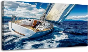 Canvas Wall Art Prints Sailing wind sailboat Large Framed Wall Art Painting Artwork Poster Hanging Home Decor for Living Room Office Bathroom 20"x40"