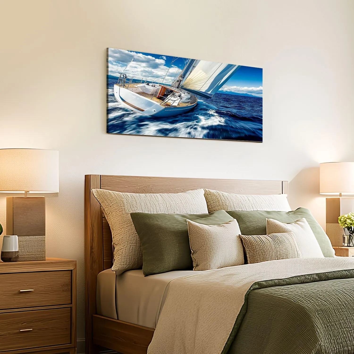 Canvas Wall Art Prints Sailing wind sailboat Large Framed Wall Art Painting Artwork Poster Hanging Home Decor for Living Room Office Bathroom 20"x40"