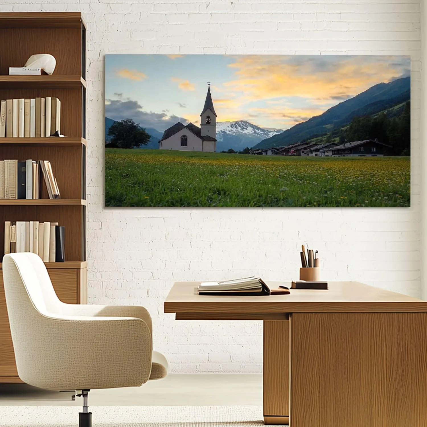 Canvas Wall Art Prints switzerland countryside scenery alpine rurals pictures Large Framed Wall Art Painting Artwork Poster Hanging Home Decor for Living Room Office Bathroom 30"x60"