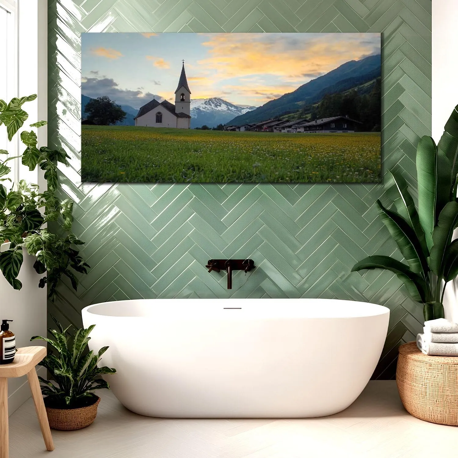 Canvas Wall Art Prints switzerland countryside scenery alpine rurals pictures Large Framed Wall Art Painting Artwork Poster Hanging Home Decor for Living Room Office Bathroom 30"x60"