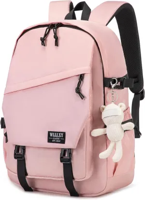 Caoroky knight College School Bag for Men Women Laptop Backpack 15.6 Inch Anti Theft Travel Daypack Large Elementary Middle High Bookbags for Teens Girls Boys Students-Large,Pink