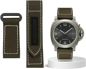 Carbon Fiber Check Nylon Canvas Strap for Panerai Lumino PAM01118 01661 Waterproof Watchband Bracelet 24mm Black Blue (Color : Army Green-Black, Size : Black Black Clasp)