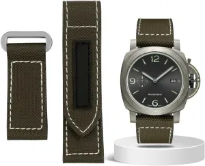 Carbon Fiber Check Nylon Canvas Strap for Panerai Lumino PAM01118 01661 Waterproof Watchband Bracelet 24mm Black Blue (Color : Army Green-Silver, Size : Black Black Clasp)