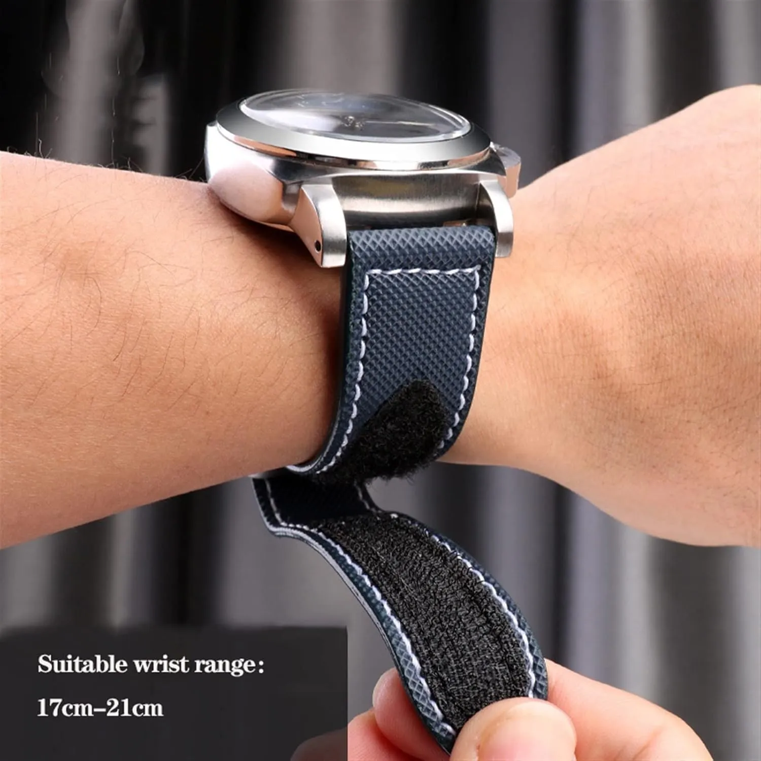 Carbon Fiber Check Nylon Canvas Strap for Panerai Lumino PAM01118 01661 Waterproof Watchband Bracelet 24mm Black Blue (Color : Army Green-Silver, Size : Black Black Clasp)