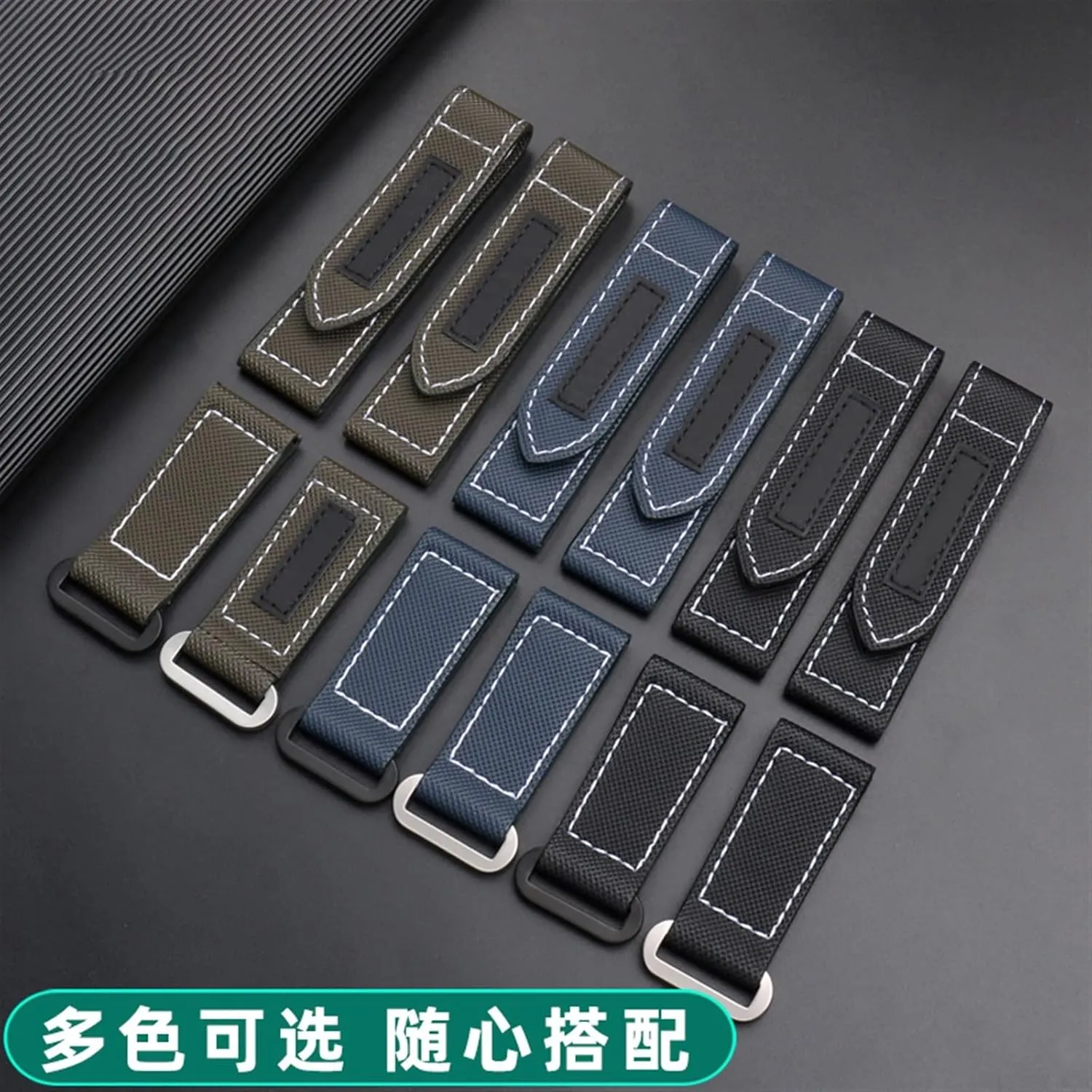 Carbon Fiber Check Nylon Canvas Strap for Panerai Lumino PAM01118 01661 Waterproof Watchband Bracelet 24mm Black Blue (Color : Army Green-Silver, Size : Black Black Clasp)