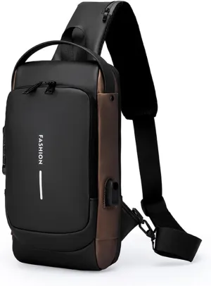 Carbon Fiber Streamline Anti-theft Sling Bag, USB Charging Sport Sling Anti-Theft Shoulder Bag, Waterproof Shoulder