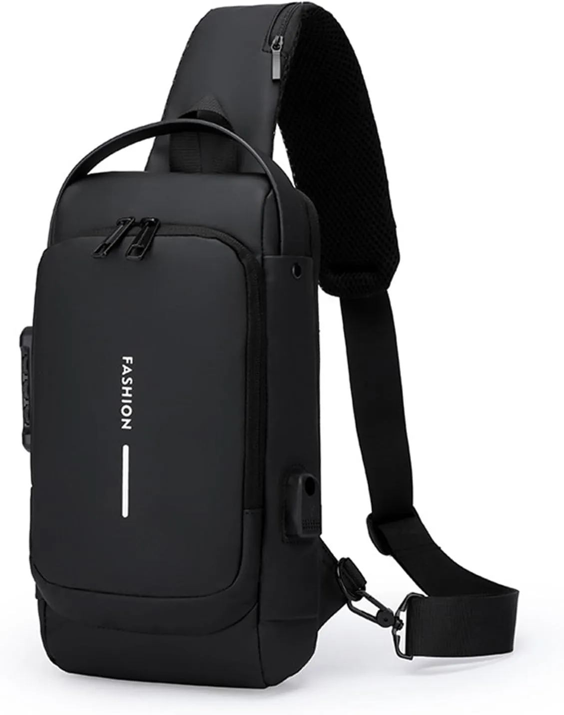 Carbon Fiber Streamline Anti-theft Sling Bag, USB Charging Sport Sling Anti-Theft Shoulder Bag, Waterproof Shoulder