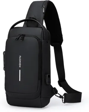 Carbon Fiber Streamline Anti-theft Sling Bag, USB Charging Sport Sling Anti-Theft Shoulder Bag, Waterproof Shoulder