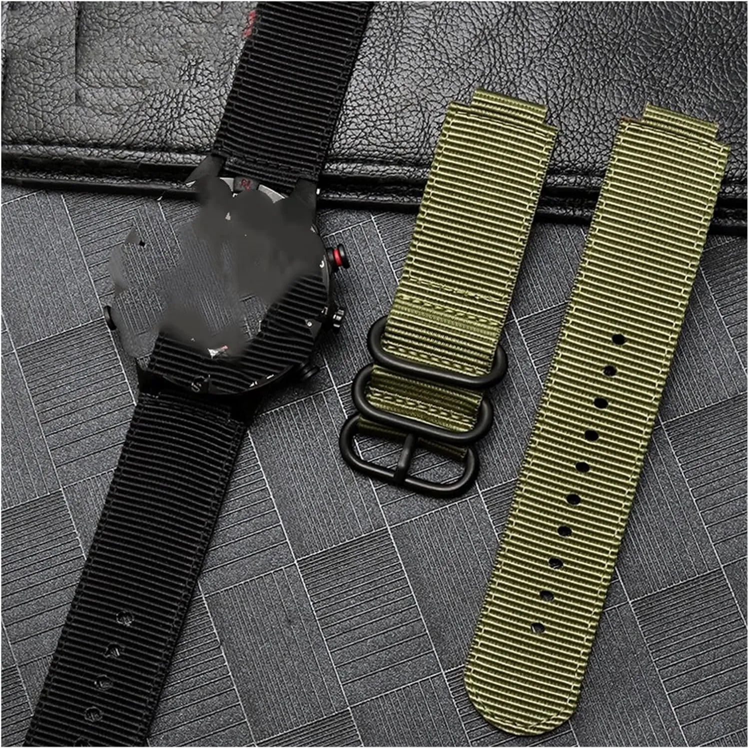 CAREG 24 * 16mm Nylon Watch Strap Compatible With Timex T2N721 T2N720 739 TW2T6300 Black Band Watchband With Screw Rod And Tools Waterproof Durable