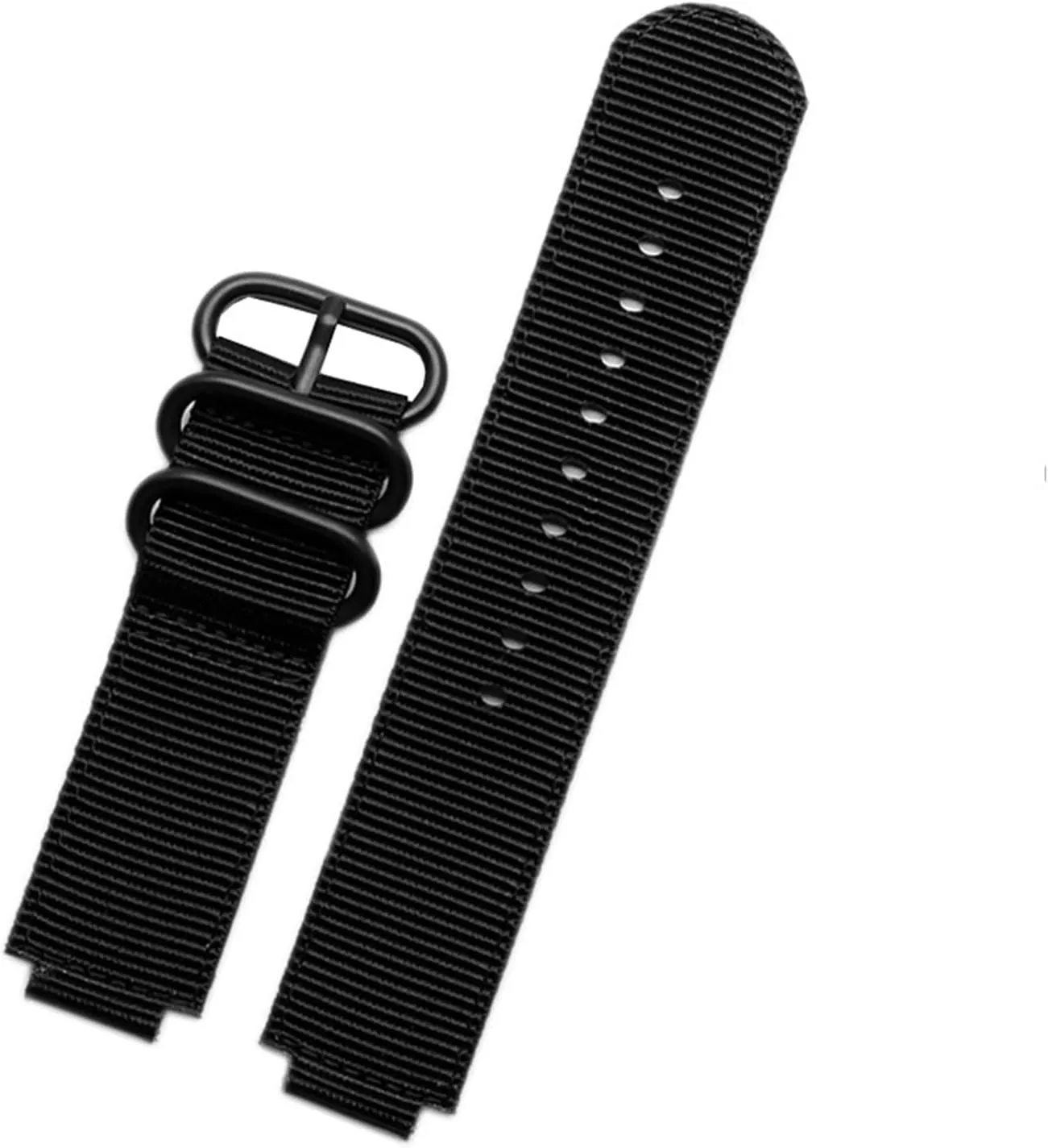 CAREG 24 * 16mm Nylon Watch Strap Compatible With Timex T2N721 T2N720 739 TW2T6300 Black Band Watchband With Screw Rod And Tools Waterproof Durable