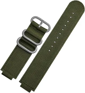 CAREG 24 * 16mm Nylon Watch Strap Compatible With Timex T2N721 T2N720 739 TW2T6300 Black Band Watchband With Screw Rod And Tools Waterproof Durable