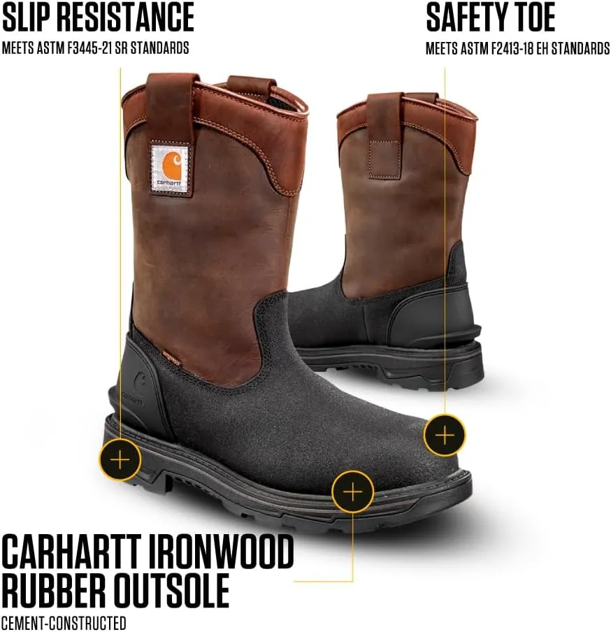 Carhartt Men's Ironwood Waterproof 11" Soft Toe Wellington Work Boots