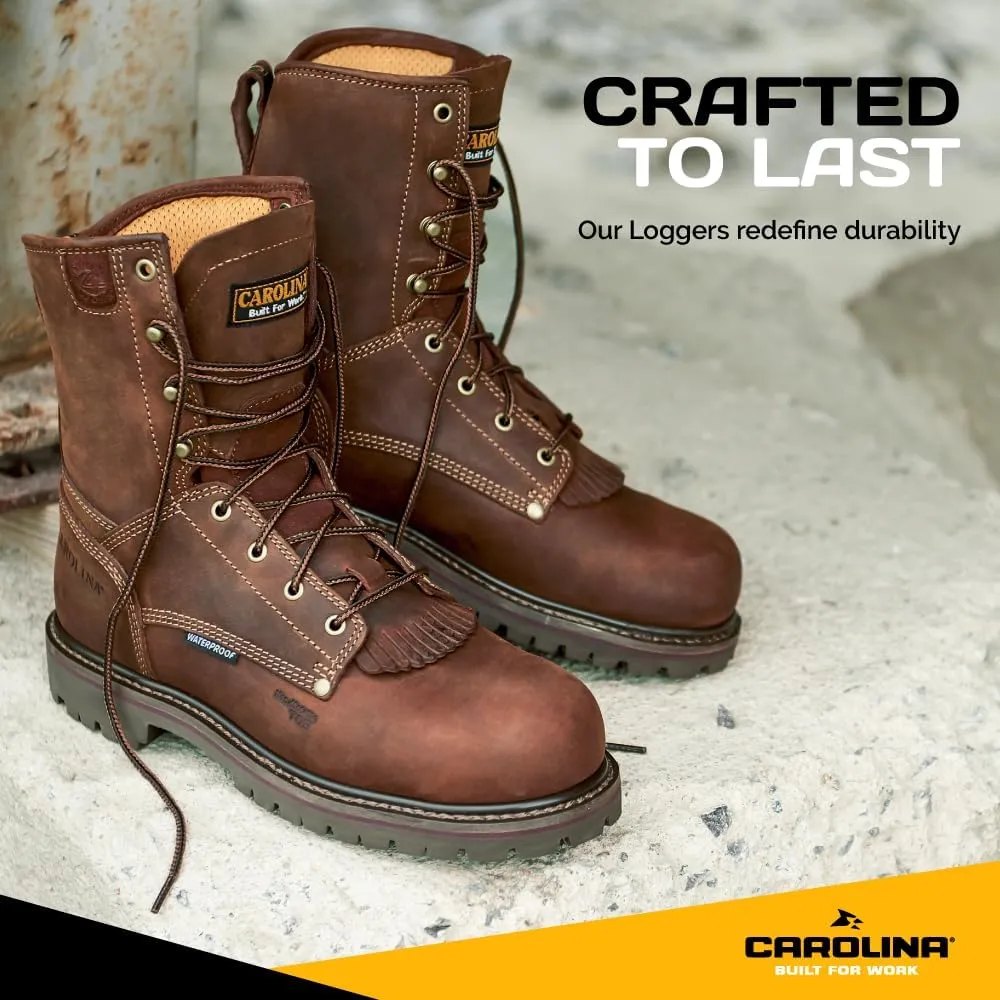 Carolina 28 Series 8" Composite Toe Waterproof Work Boots for Men - Cigar Leather Upper, AG7 Footbed, Removable Kiltie, EH-Rated