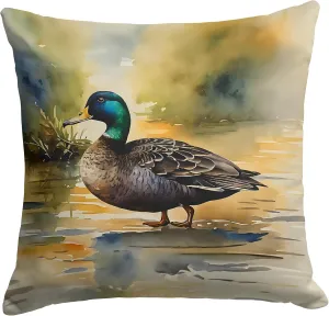 Caroline's Treasures Watercolor Wild Bird Decorative Throw Pillow, 14Hx14W, American Black Duck 3180