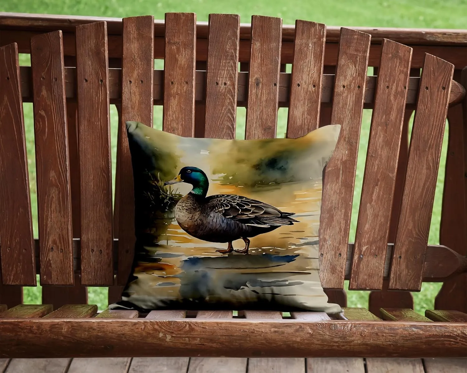 Caroline's Treasures Watercolor Wild Bird Decorative Throw Pillow, 14Hx14W, American Black Duck 3180