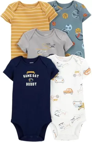 Carter's Baby Boys' 5 Pack Bodysuits (Baby), Multi Sports/Transportation, Newborn