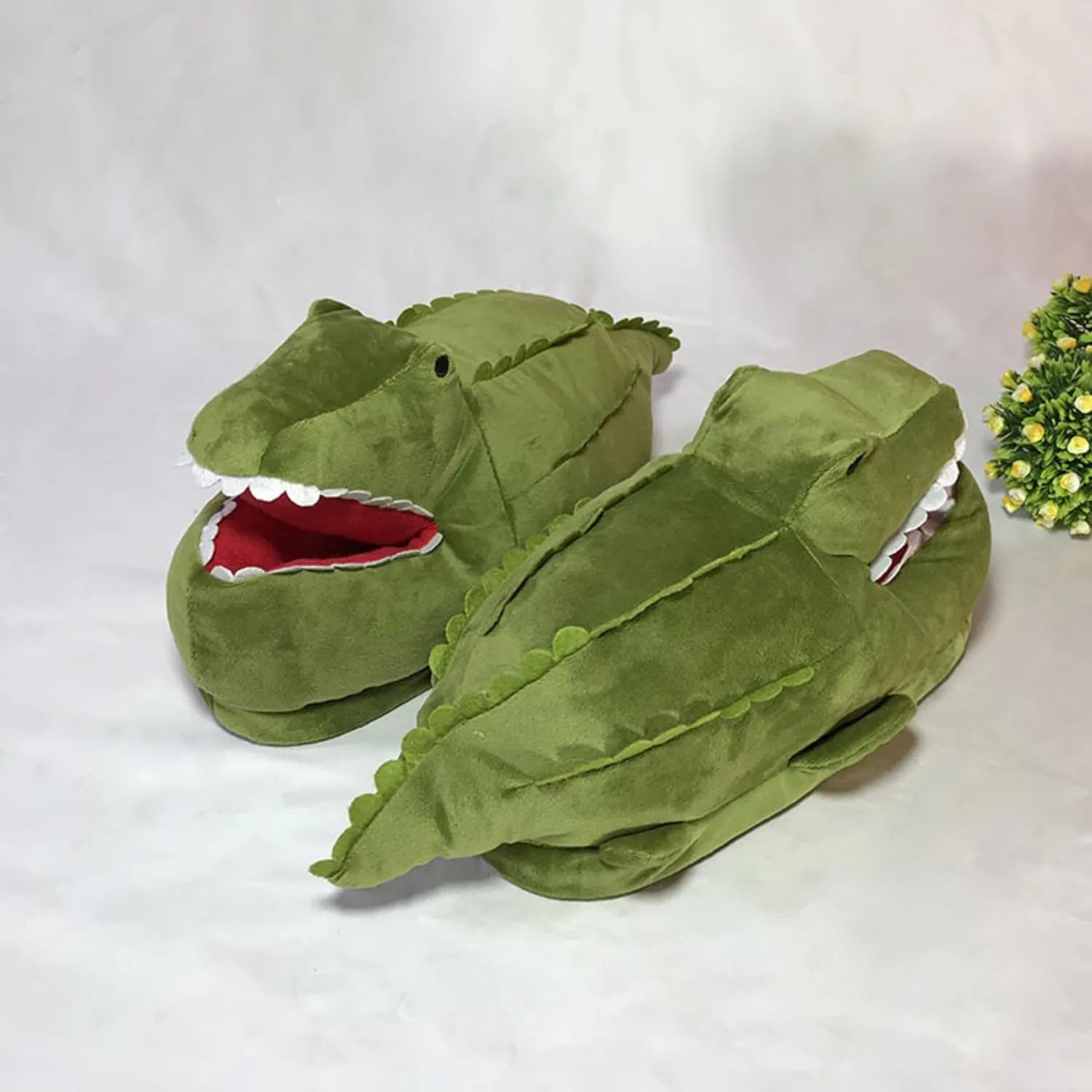 Cartoon animal crocodile cotton slippers cute winter home warm indoor and outdoor plush men and women's shoes