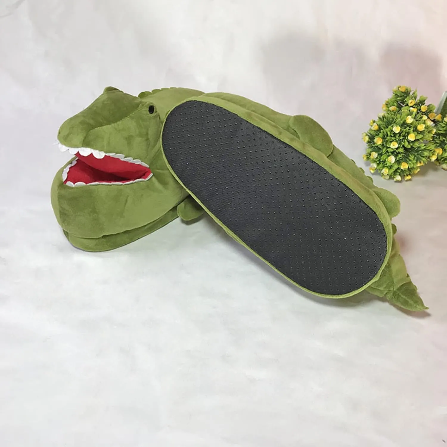 Cartoon animal crocodile cotton slippers cute winter home warm indoor and outdoor plush men and women's shoes
