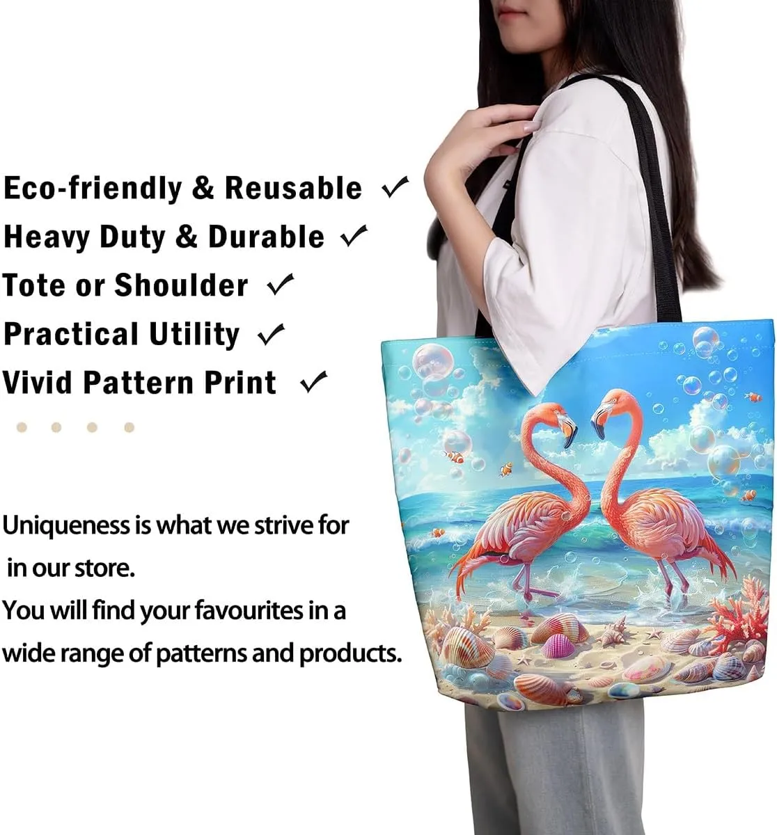 Cartoon Animals Canvas Tote Bag Valentine's Day Shoulder Handbags for Shopping,Unicorn Bag Reusable Handbag