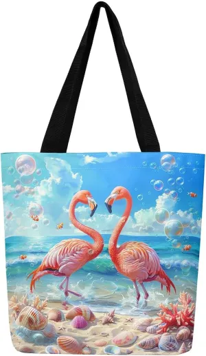Cartoon Animals Canvas Tote Bag Valentine's Day Shoulder Handbags for Shopping,Unicorn Bag Reusable Handbag