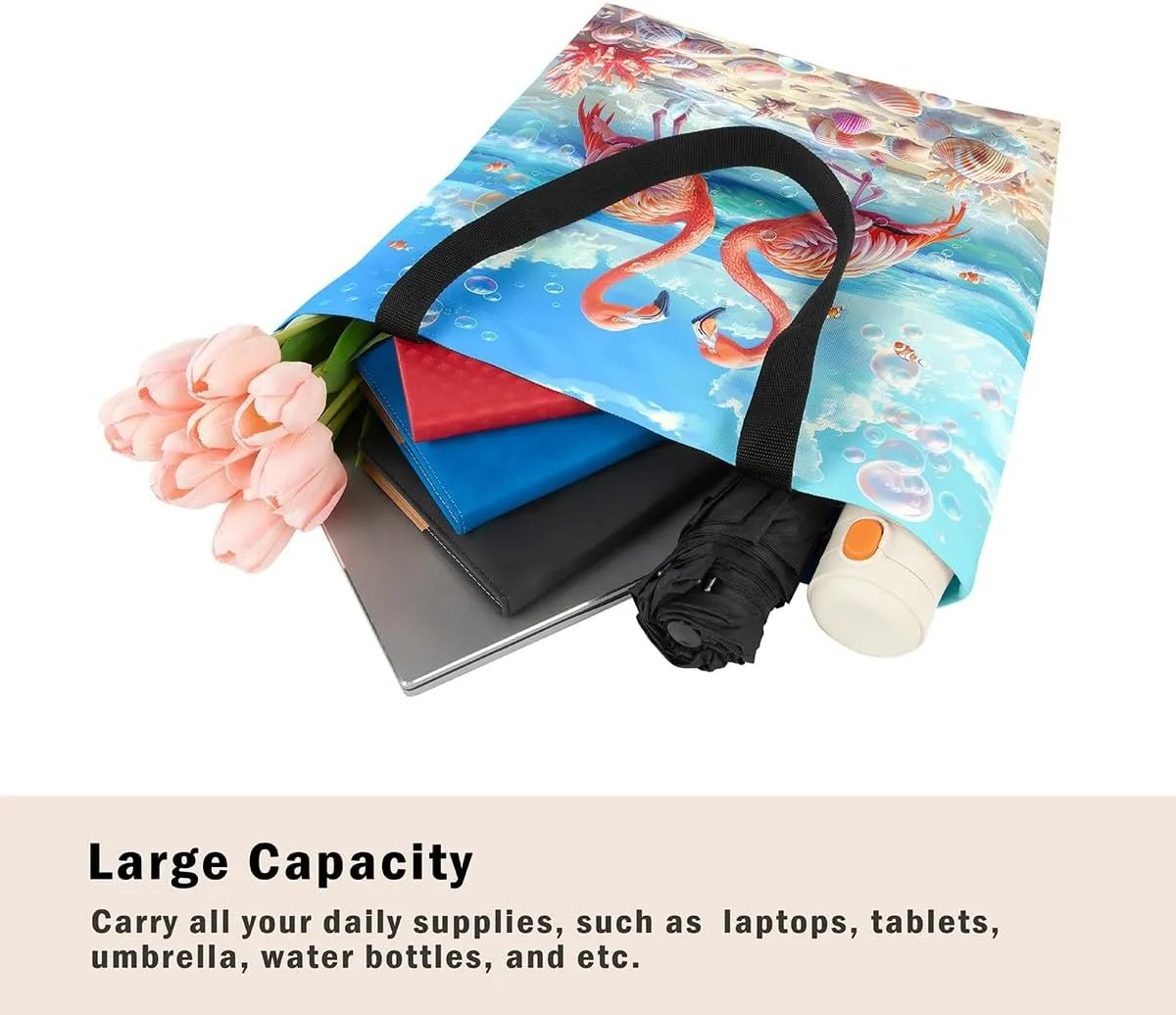 Cartoon Animals Canvas Tote Bag Valentine's Day Shoulder Handbags for Shopping,Unicorn Bag Reusable Handbag