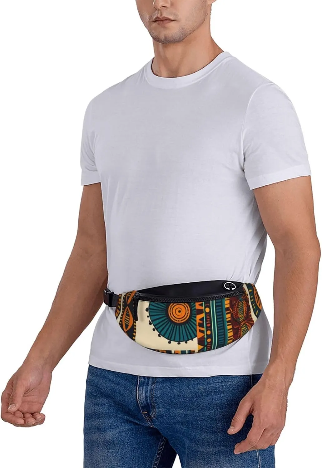 Casual African Ethnic Pattern Printed Fanny Pack,Crossbody Fanny packs for women Men Waist Bag for Running Travel